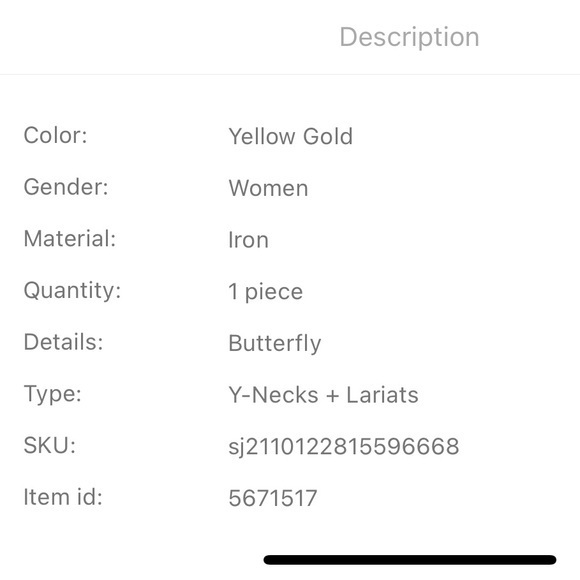 Butterfly Charm Necklace Golden Lariat - Picture 8 of 8